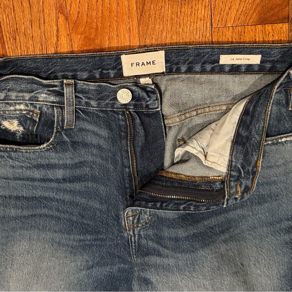 Frame Denim Le Jane Crop Northville Women's Straight High Waist Blue Jeans - 30 - Picture 5 of 7